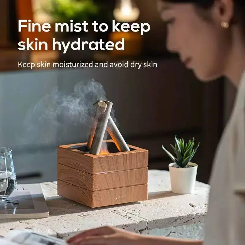 Home Fragrance Leather Diffuser - Luchtbevochtiger Vlam Essentiële Olie Diffuser Thuis