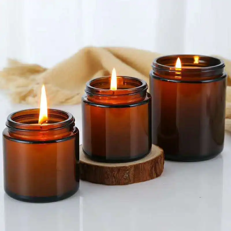 Amber Jar Candle - 6 st 100/250 ml Amber Glazen