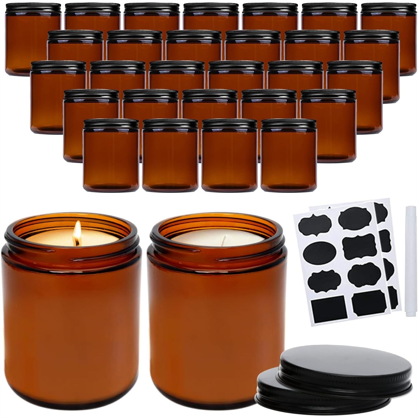 Amber Jar Candle - 30 stuks 8oz amber glazen potten