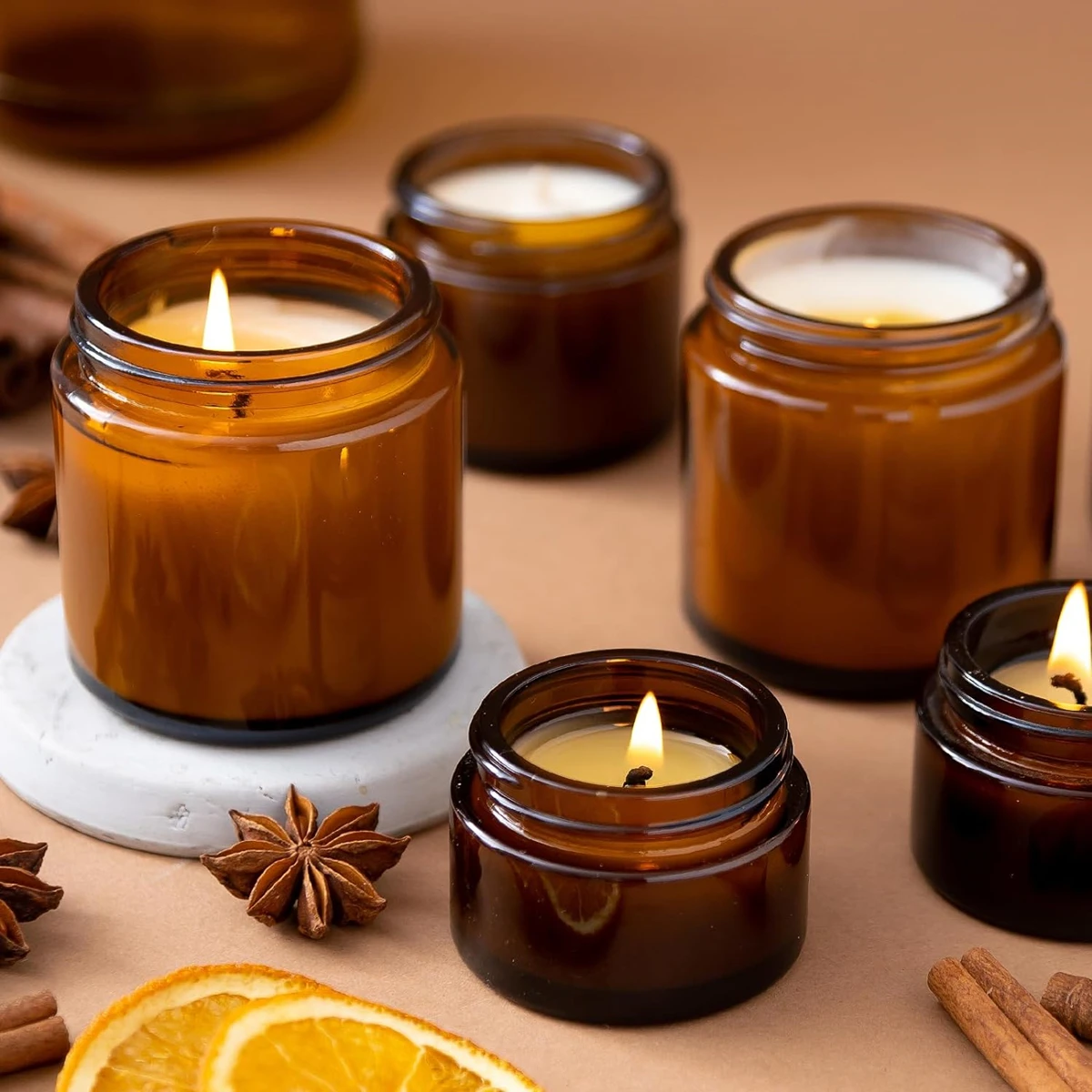 Glazen kaarsenpotjes, 4oz ambe - Amber Jar Candle recensie en prijs