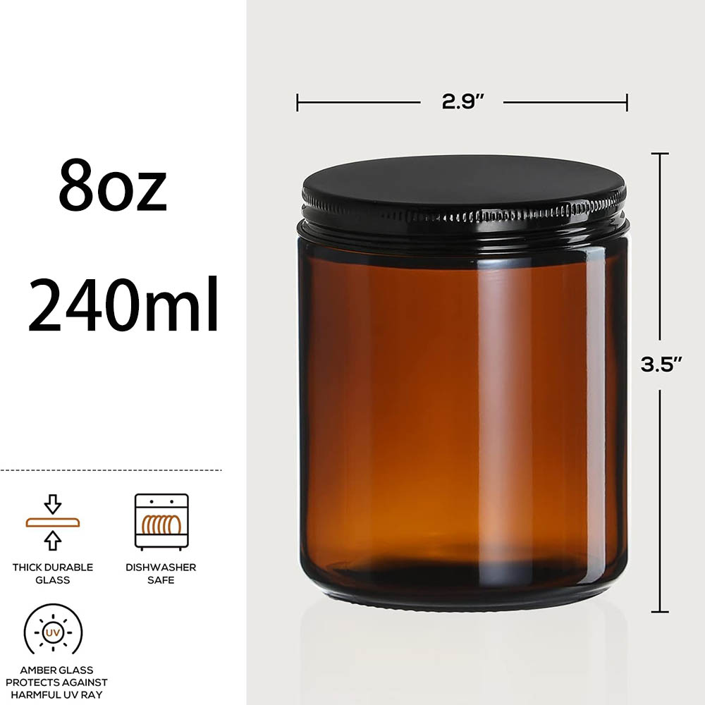 8oz Amber glazen potjes met zw - Amber Jar Candle recensie en prijs