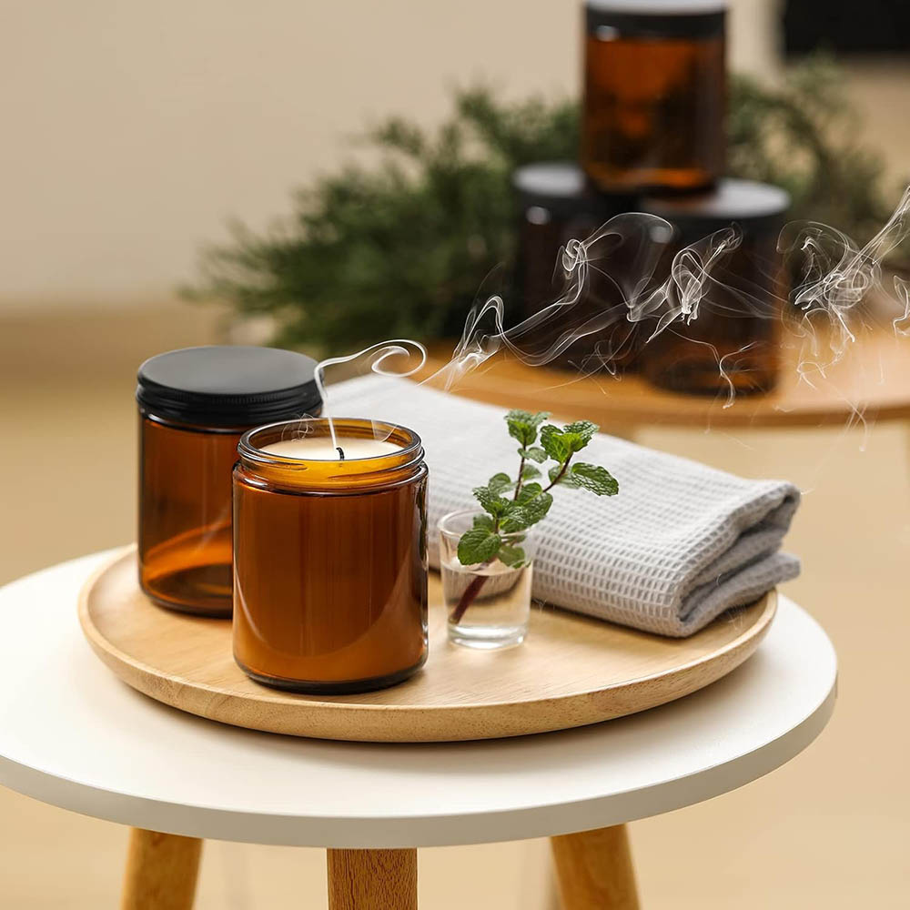8oz Amber glazen potjes met zw - Amber Jar Candle recensie en prijs